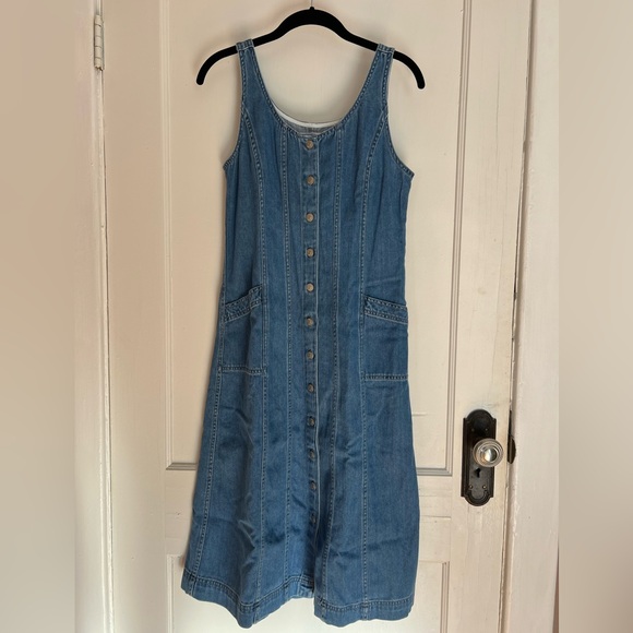 Madewell Denim Button-front Jumper Midi Dress | NWT - Picture 1 of 5